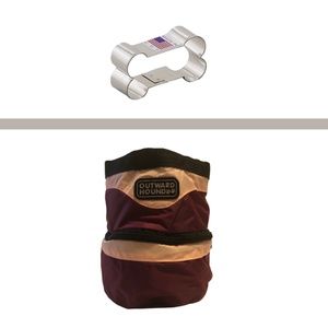2-in-1 Food & Water Pet Bowl in Beet/Pink + Dog Bone Cookie Cutter